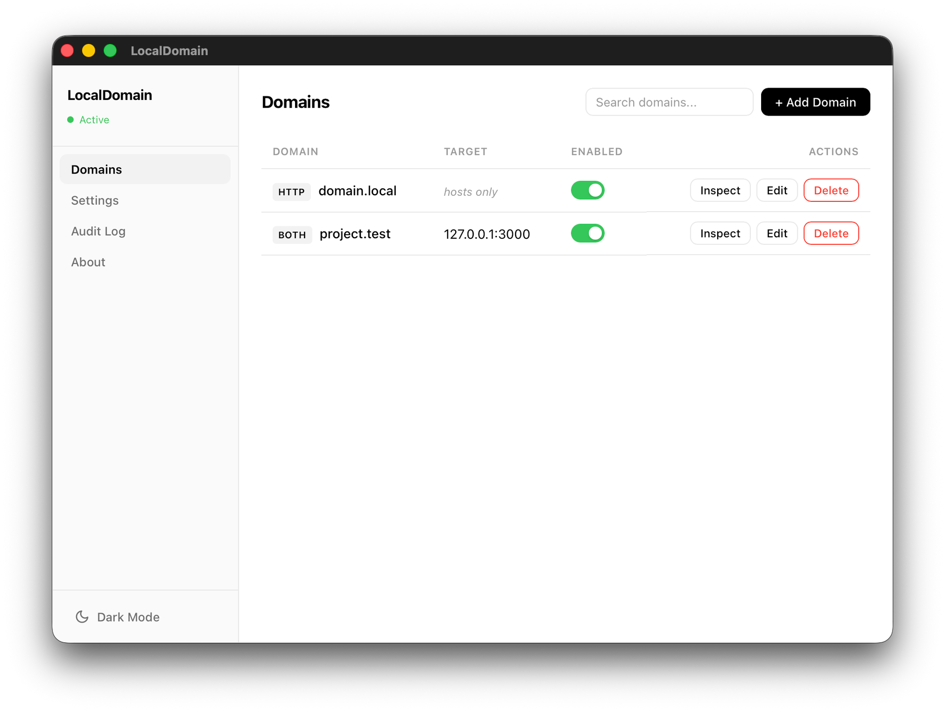 LocalDomain - Free Local Domain Manager for Developers